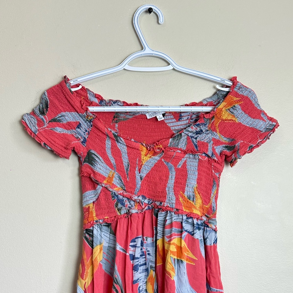Patrons of Peace Red Tropical Floral Jumpsuit Size S • Boho Wide Leg Romper - Picture 3 of 7
